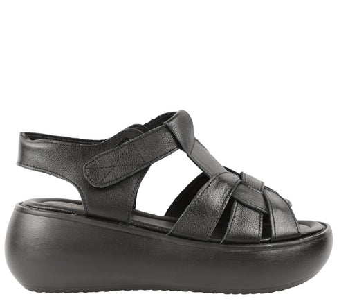 Sandale casual, dama, FORMAZIONE, FF03 negru, piele naturala, platforma